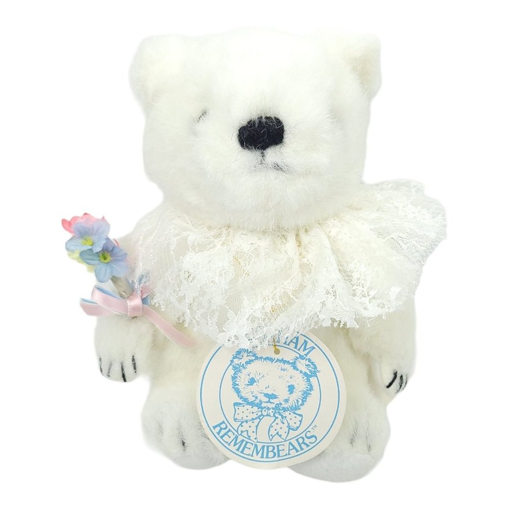 Vintage 1985 Gorham Remembears Teddy Bear Plush Stuffed Animal Toy Lace Collar